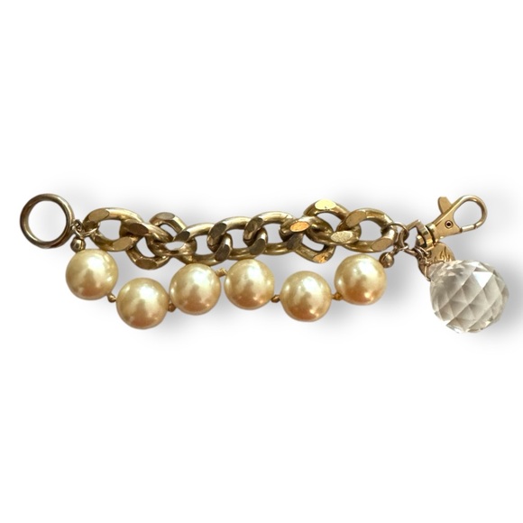Betsey Johnson Gum Ball Pearl and curb Chain Bracelet Huge Crystal Ball - Picture 3 of 4